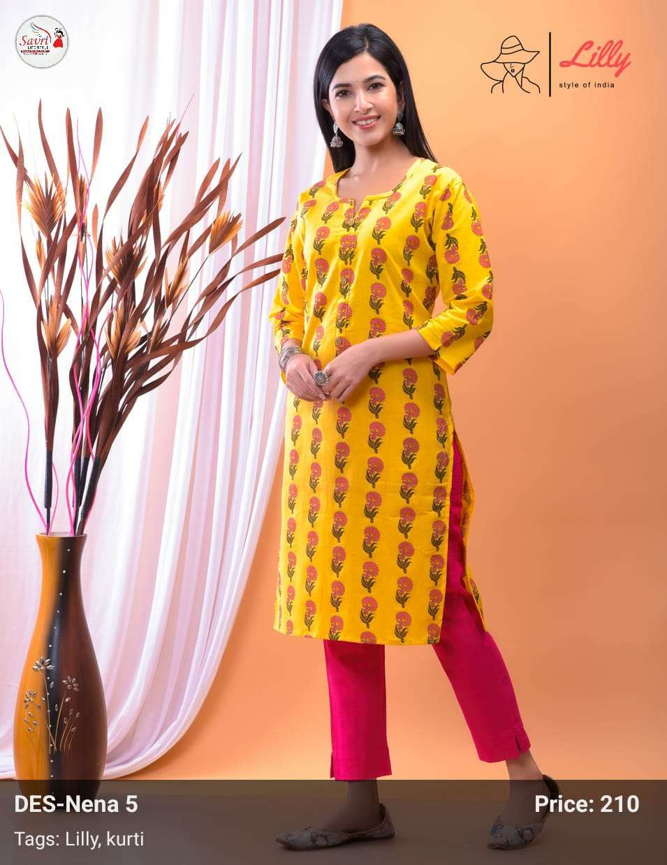 Buy RG Traders Women's Yellow Cotton Fabric Kurti. at Amazon.in